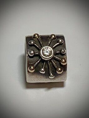 RARE (Retired) Pandora Desert Star Charm Sterling Silver + 14k Gold #790188CZ